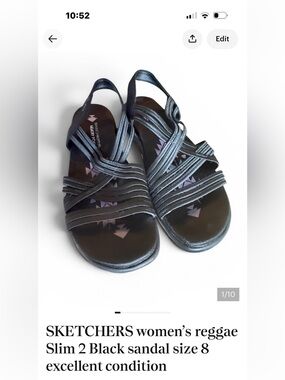 SKECHERS ladies, reggae, black sandal, excellent condition, size 8